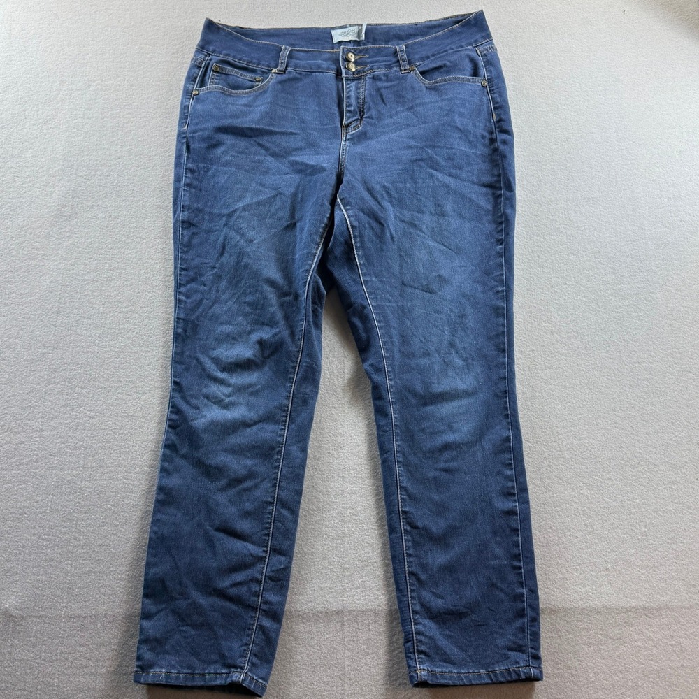 One 5 One Jeans Woman Jeans Women 16W Blue Straight Leg Stretch Double Button